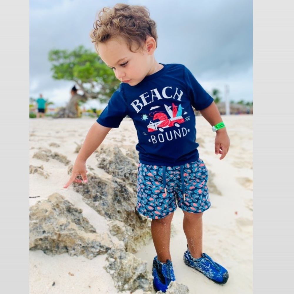 BEAU HUDSON Blue Toddler Leopard Swim Shorts 3T
